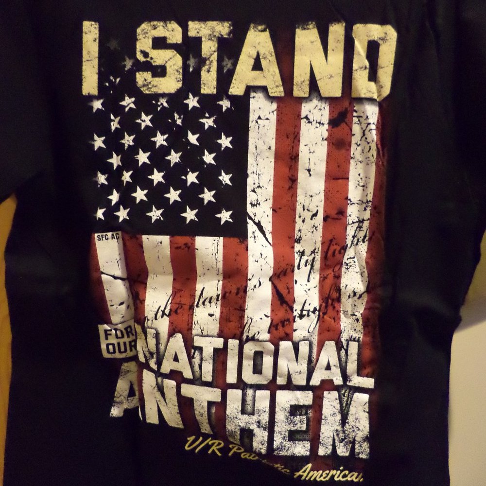 NINE LINE "I STAND FOR OUR NATIONAL ANTHEM" Black T-Shirt-Patriotic Colors-Large